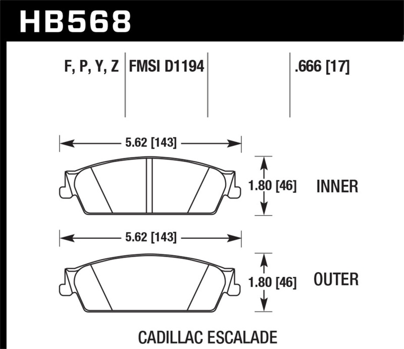 Cadillac Escalade Brake Pads - Rear - Hawk Performance - Super Duty - `07-`08
